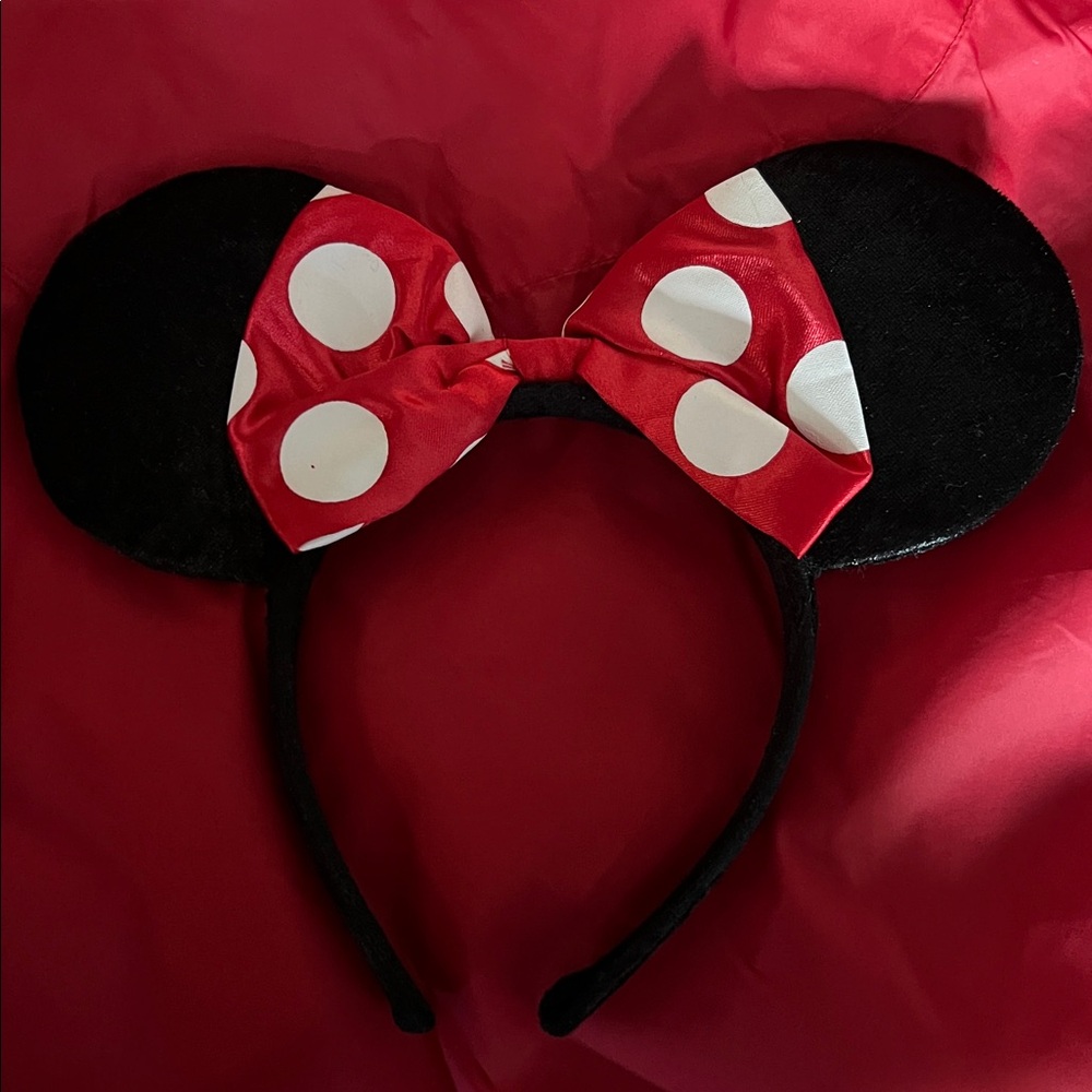 Red Polka Dot Bow Mouse Ears Headband